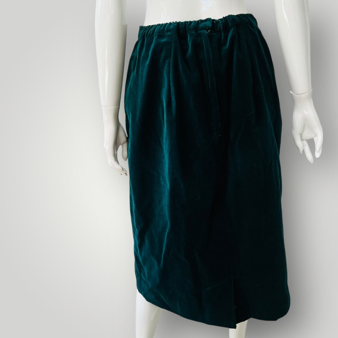 1990s nz vintage / green velvet pencil skirt / s (3896606025875184532)
