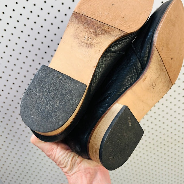 MINNIE COOPER / black leather lace up ankle boots / 42 (3897133055078104746)