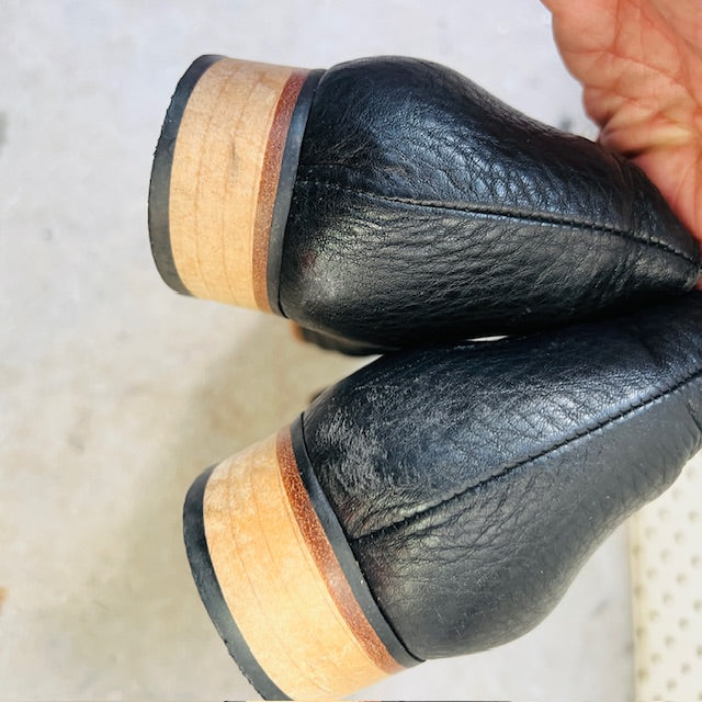 MINNIE COOPER / black leather lace up ankle boots / 42 (3897133056655055757)