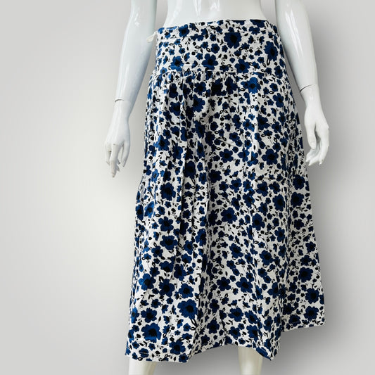 ANNE MARDELL / floral midi skirt  / 12 / made in nz (3897373599798627674)