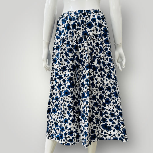 ANNE MARDELL / floral midi skirt  / 12 / made in nz (3897373601531132939)