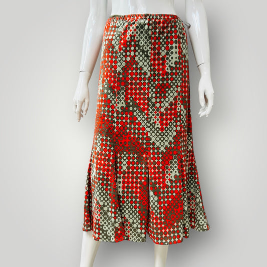 COUTURA / patterned midi skirt  / 24 / made in nz (3897373606363876360)
