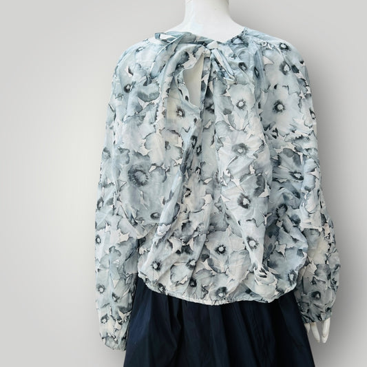 MAX / fleur cropped tied blouse / watercolour floral / 18 / new with tags (3897920833580643975)