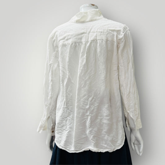 white / minimalist linen shirt / s (3898514536921237222)