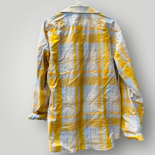 CUTLER + CO/ yellow + grey plaid shirt / L (3899028280950950455)