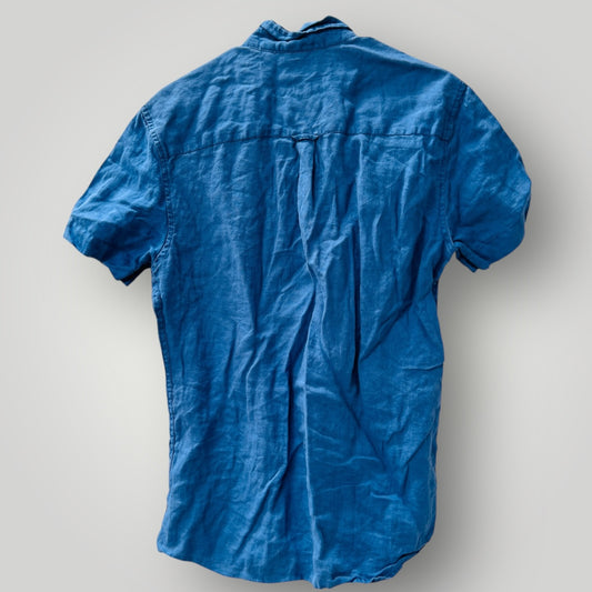 TAROCASH / blue linen short sleeved shirt / s (3899028316779033186)