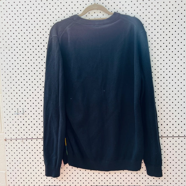 PAUL SMITH / black jumper with coloured stitching to sides / m (3899197847405777188)