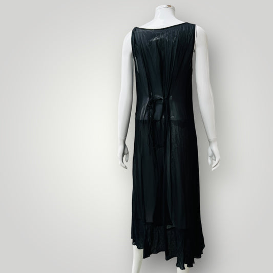 semi sheer / black midi dress / s (3900238091740475688)