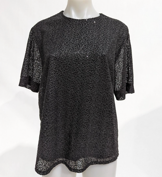 JULIETTE HOGAN / black sequinned top / 12 (3902723235916889616)