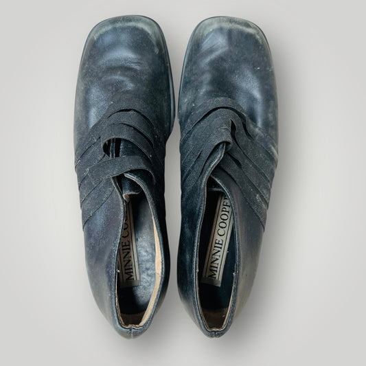 nz vintage / MINNIE COOPER / black leather shoes / 7.5 (3903167126918136630)
