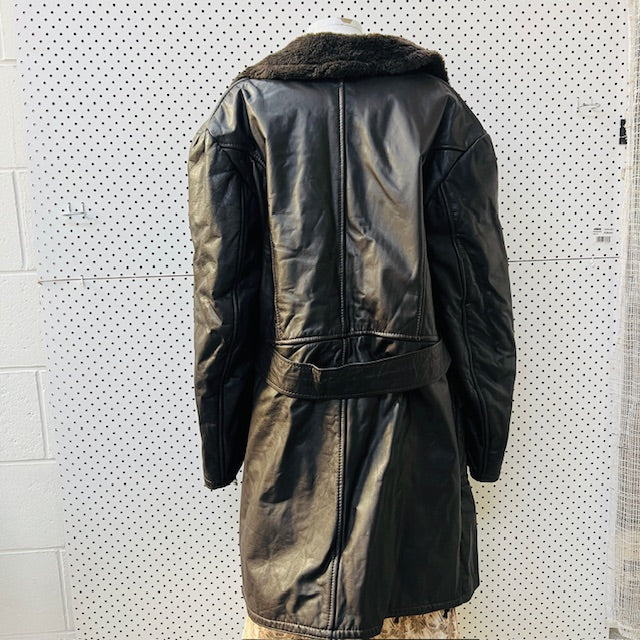 1970s vintage / leather shearling coat / L (3903953138149073064)