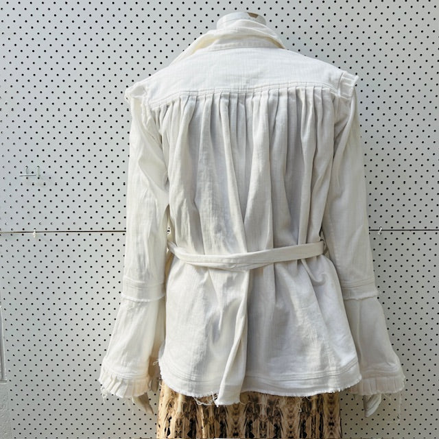 MAGGIE MARILYN / george II pleated white denim jacket / s (3903953187690075348)