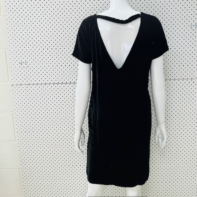 MOOCHI / black velvet dress / made in nz / s (3904558663773076554)