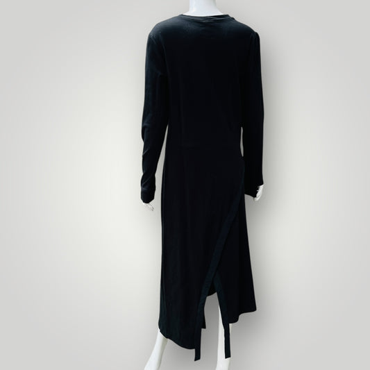 TAYLOR / assymetrical black dress / made in nz / s (3904558891242901312)