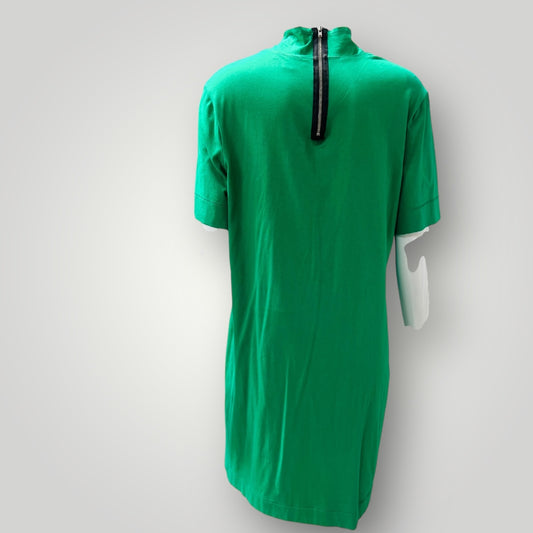 REPERTOIRE / green lounge dress with black side stripes / 10 / made in nz (3904558903345447898)