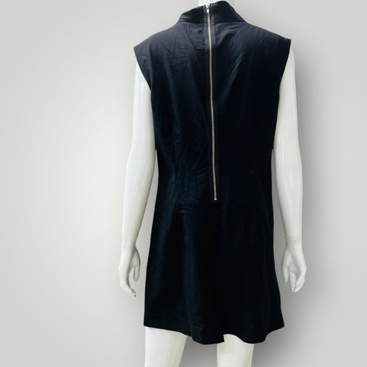 TAYLOR / sleeveless wool tunic dress with deep v neck / L / made in nz (3904558905484760773)