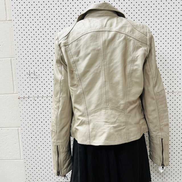 DISCOVERING / beige leather jacket / 36 (3905753742883398760)