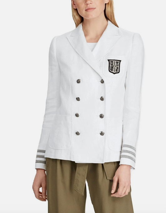 RALPH LAUreN / linen military style blazer / white / s (3906186996793101238)