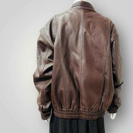 1990s vintage / andrew mark new york / leather bomber jacket / L (3906273263255144647)