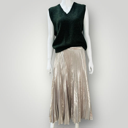 FOREVER NEW / silver pleated midi skirt / 12 (3906301814178517379)