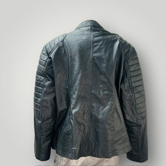 2000s vintage / genuine leather / biker jacket / xl (3906301846777761829)