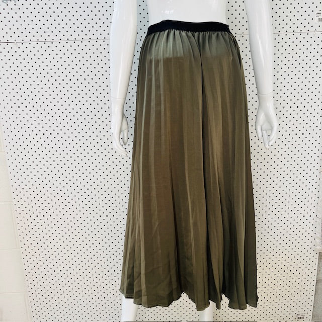 IVY + JACK / khaki pleated maxi skirt / s/m (3906301937442630174)
