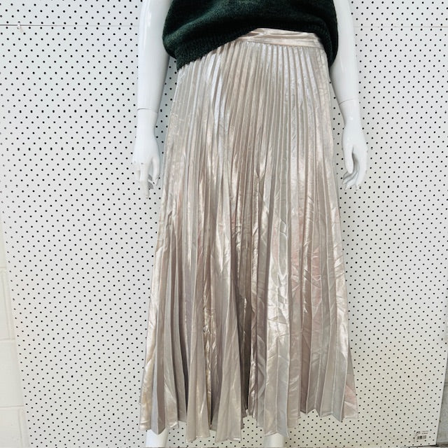 FOREVER NEW / silver pleated midi skirt / 12 (3906302009887964842)