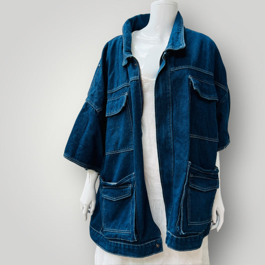 oversized denim shirt jacket / 3XL (3906717246069166943)