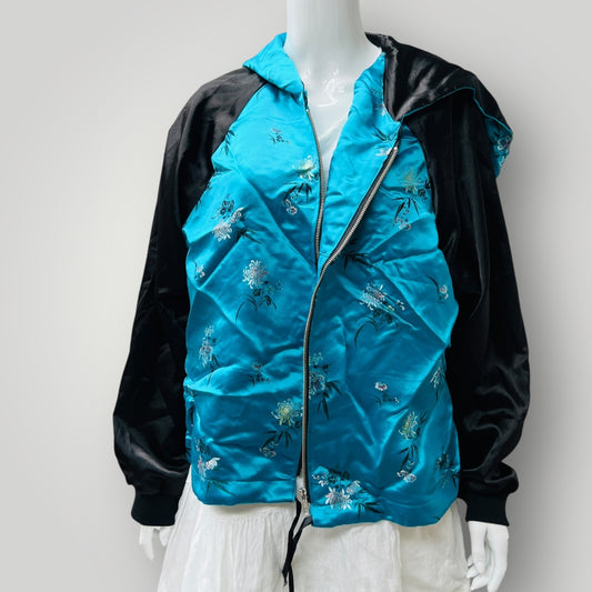 silk hooded bomber jacket / m/l (3906717256283497958)