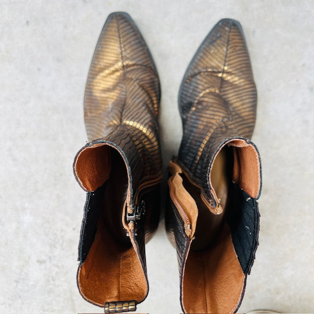 PANSI / gold ankle boots / 37 / made in spain (3906882874074764686)