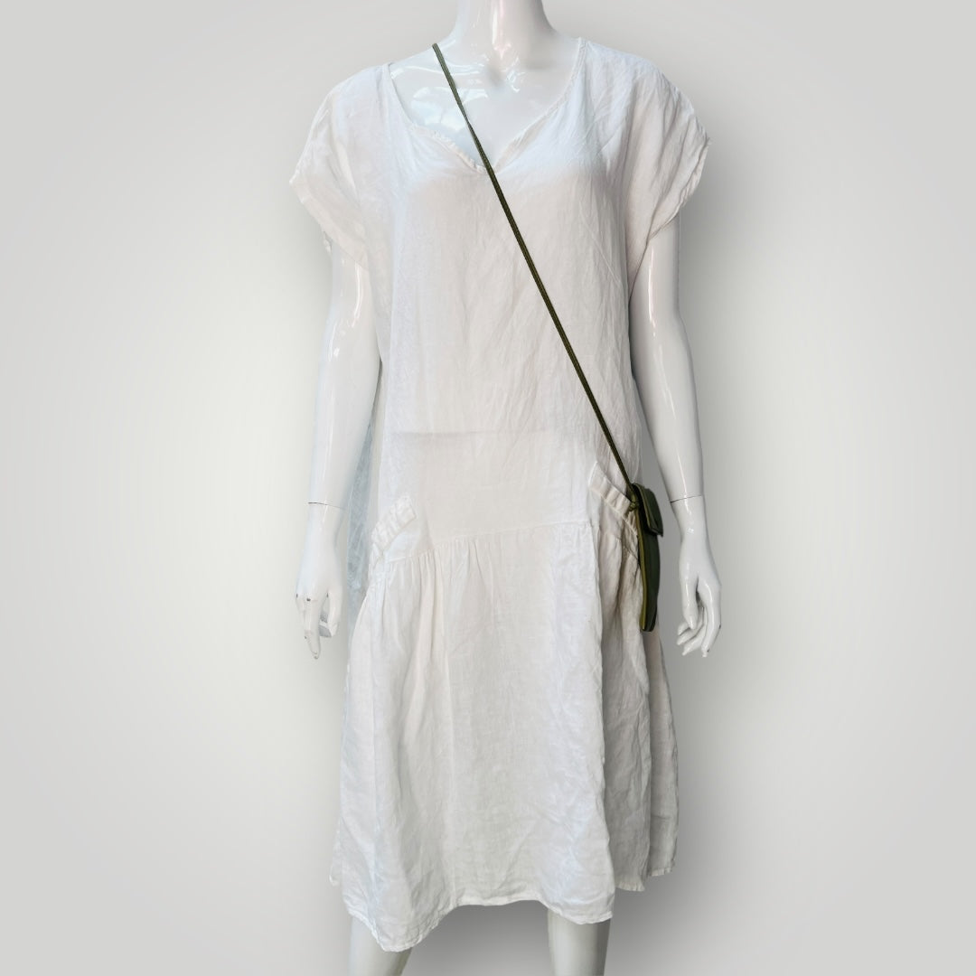 TALIA BENSON / White linen dress / m
