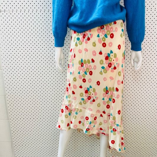 2000s nz vintage / STATE OF GRACE / silk skirt / L (3907128552212189908)