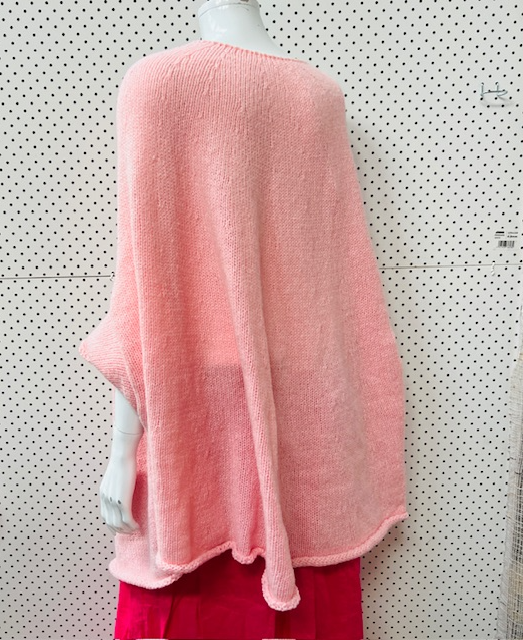 knit / oversized sleeved pink poncho / XL (3907129003329896770)