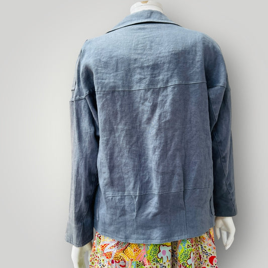beautiful / blue linen blazer / s/m (3907496141965034629)