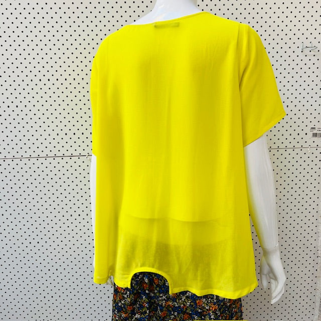 SIREN / bright yellow semi sheer shirt / 10 (3907568483541187217)