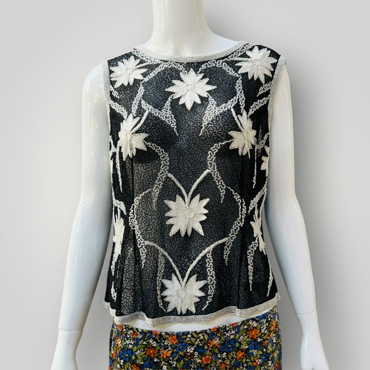 1980s vintage / beaded silk tank / 42 (3907569690758427170)