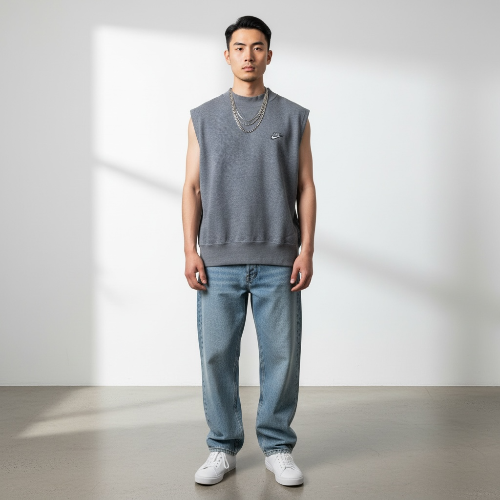 NIKE JAPAN / sleeveless grey tank sweatshirt / m (3907733232357260337)
