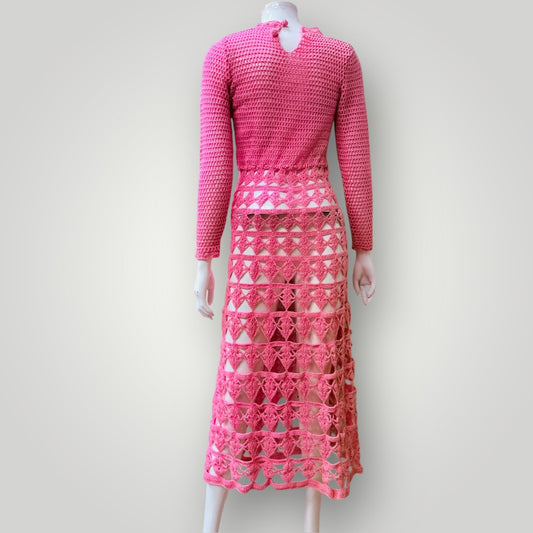 1970s vintage / handmade crochet dress / s (3909392270835750884)