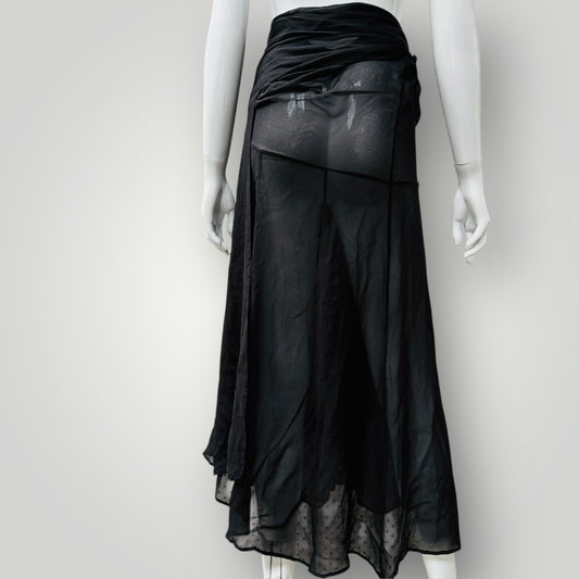 ZAMBESI / panelled silk wrap skirt / free size (3911149160914363268)