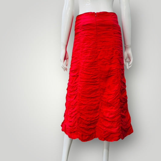2000s vintage / MADGE / red a line midi skirt / made in nz / s (3911289241691396607)