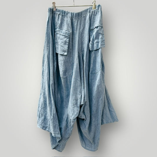 italian linen / wide legged pants/skirt / L (3911741649105626464)