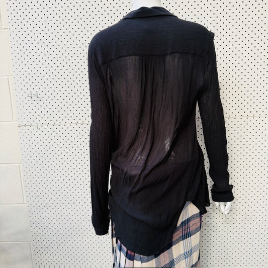 RAG + BONE NEW YORK / sheer black long shirt / s (3912618392635029803)