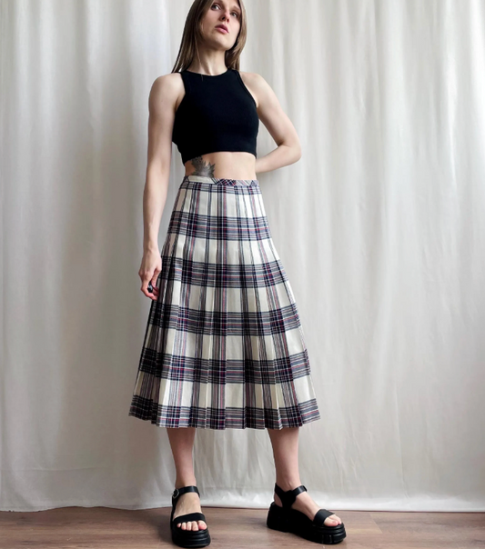 british vintage / EVANS / plaid wool kilt / 24 (3912924965318437681)