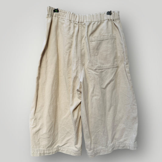 ZARA / wide denim bermuda shorts / cream / m (3912942261031140092)