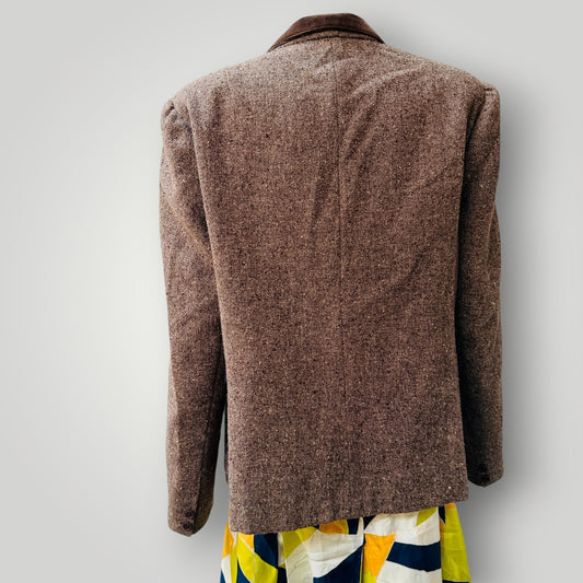1960s nz vintage / tweed riding jacket / velvet collar / s/m (3913539625647448598)