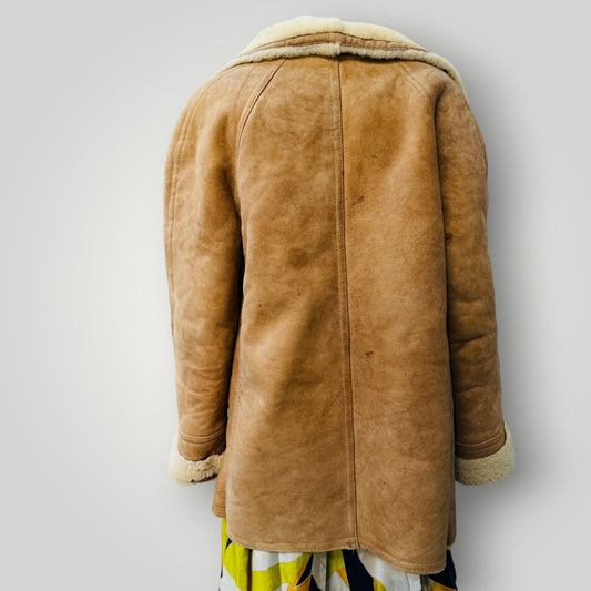 1970s french vintage / shearling leather + sheepskin jacket / 44 (3913540670557063193)