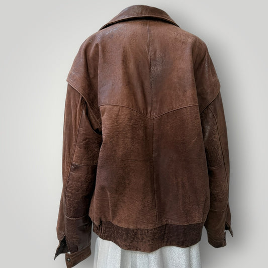 1980s aussie vintage / JONATA / brown leather bomber / xl (3914056303225627234)