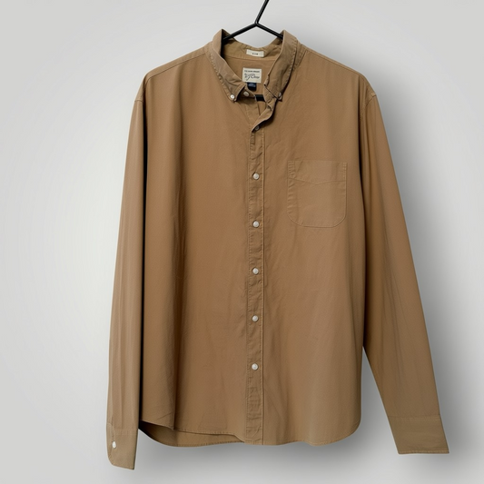 J CREW / slim cut poplin cotton shirt / brown / XL (3914152148696347075)