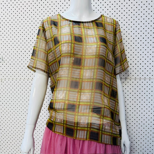 MEMO / sheer plaid top / 12 (3915003443052735078)