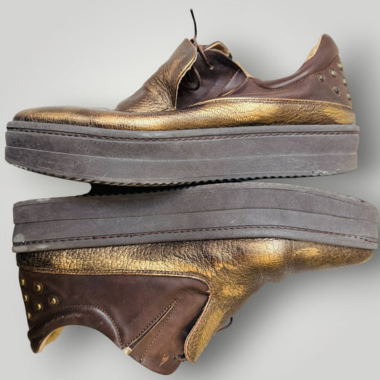 FORTE / gold platform sneakers / 41 / made in italy (3916725693363224971)